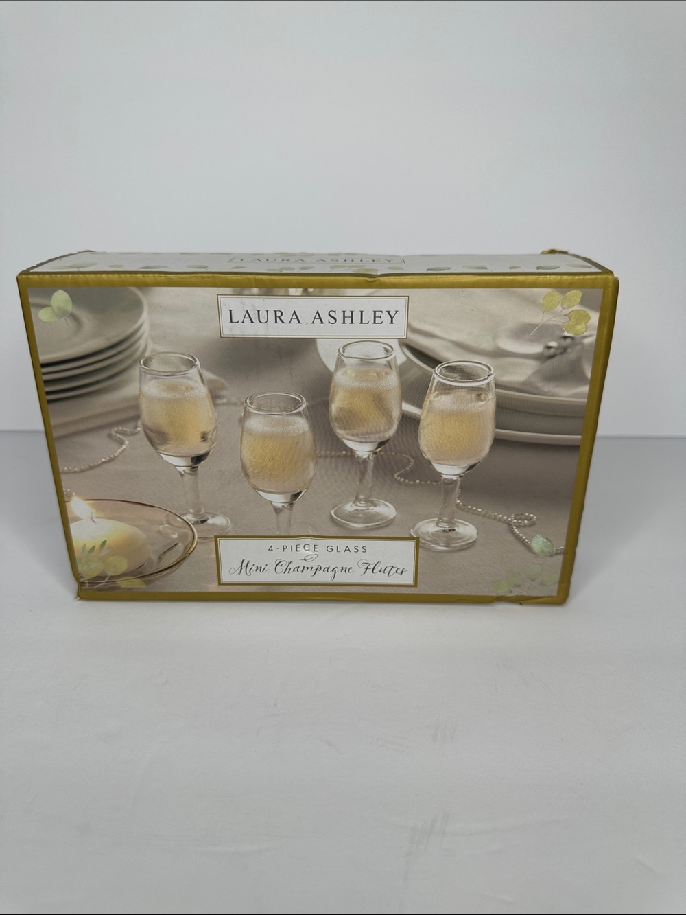 Laura Ashley Gold and Clear Mini Champagne Flutes - Set of 4